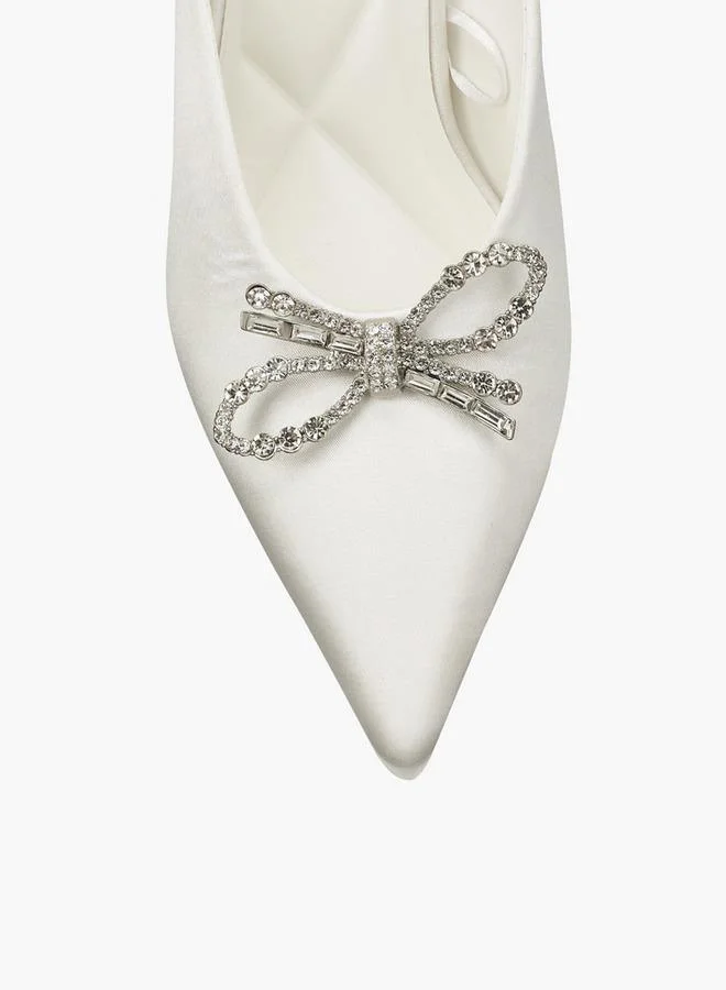 Celeste IVORY Women Embellished Pointed Stiletto Heel Mules for Women | Best Price UAE