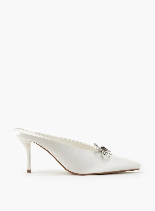 Celeste IVORY Women Embellished Pointed Stiletto Heel Mules for Women | Best Price UAE