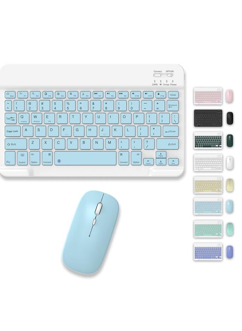 Set of Rechargeable Bluetooth Keyboard and Mouse - Portable Wireless Mouse/Keyboard Set - Android/iOS/Windows - Smart Phone/Tablet/PC - iPhone iPad Pro Air Mini, iPad OS/iOS (GREEN) - Image 1