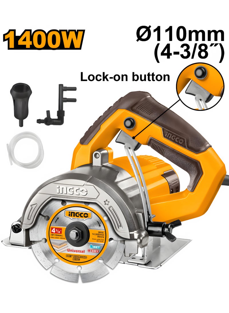 إنجكو قاطع رخام إنجكو MC140068 – 1400 واط، آلة قص الحجر والبلاط، قرص 110 مم، أداة كهربائية احترافية لقص الرخام والسيراميك - Image 2