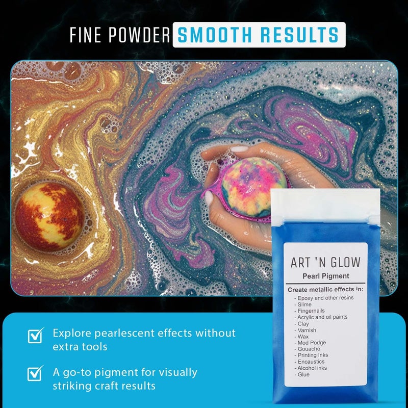 Art 'N Glow Mica Pearl Pigment Powder - 25 Grams - Fine Pearl Pigment for Epoxy Resin - Great Choice for Creatives - Acrylic Paints - Art Crafts - Bath Bomb - 10+ Colors Available - (Purple) - Image 4