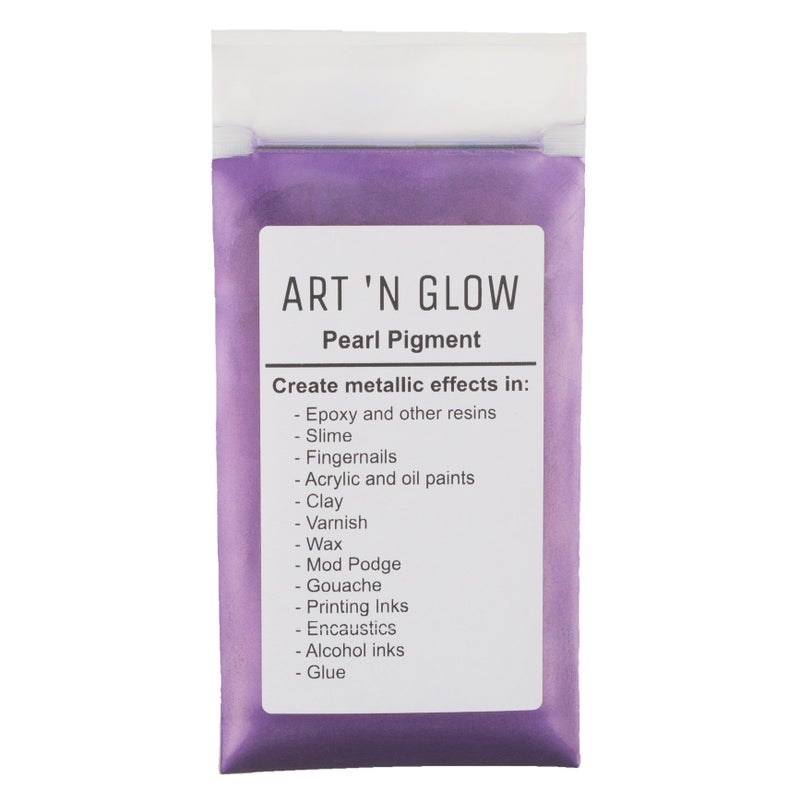 Art 'N Glow Mica Pearl Pigment Powder - 25 Grams - Fine Pearl Pigment for Epoxy Resin - Great Choice for Creatives - Acrylic Paints - Art Crafts - Bath Bomb - 10+ Colors Available - (Purple) - Image 1