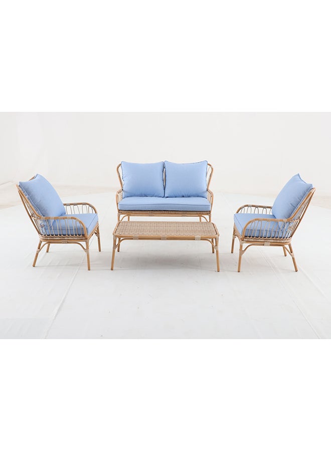 Oasis 4 Seater Outdoor Beige Color Sofa (Cushion Color: Light Blue)  - Image 1