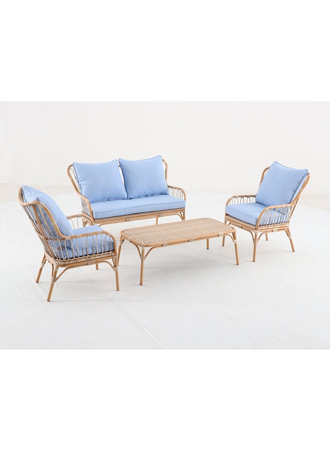 Oasis 4 Seater Outdoor Beige Color Sofa (Cushion Color: Light Blue)  - Image 2