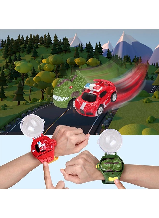 Remote Control Car Watch Toys with LED Light,2.4 GHz Mini Racing Cars Wrist Toy for Kids Adults,RC Small Car Interactive Outdoor Game Dinosaur - Image 4