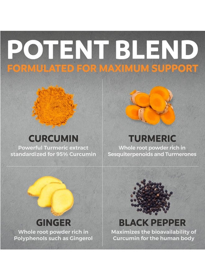 PURE CO USDA Organic Turmeric Curcumin with Black Pepper and Ginger (4 Month Supply) Joint Support Supplement with Tumeric and Ginger Root Powder - Organic Turmeric Supplement - 120 Vegan Capsules (No Pills) - Image 2