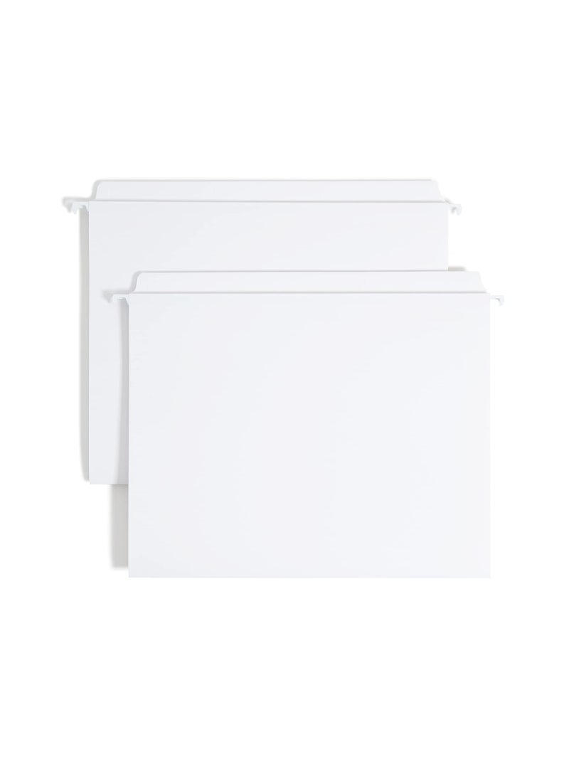 Smead FasTab Hanging File Folder, Straight-Cut Built-in Tab, Letter Size, White, 20 per Box, (64102) - Image 1