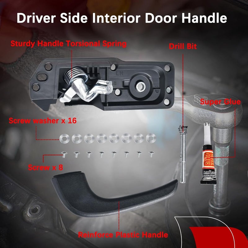 FAERSI Interior Door Handle Kit Front Left Driver Side for 2007-2014 Chevy Silverado Avalanche Suburban Tahoe Cadillac Escalade GMC Sierra Yukon #20833606 - Image 2