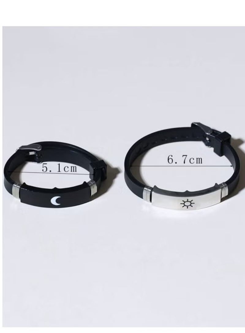 Husband and Wife Bracelet with Sun and Moon Design, Set of 2 Pieces - Image 2