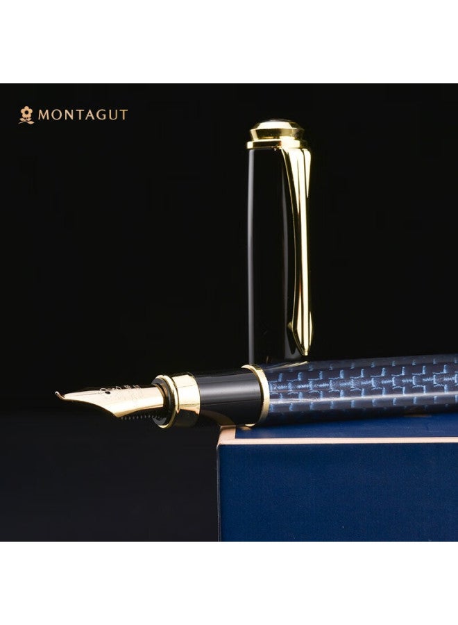 مونتاجوت Montagut مجموعة أقلام من ألياف الكربون للمكاتب التجارية وممارسة الخط، قلم فني برأس منحني مع مجموعة هدايا من الحبر، سلسلة الجرافيت أزرق غامق 1.0 مم - Image 5