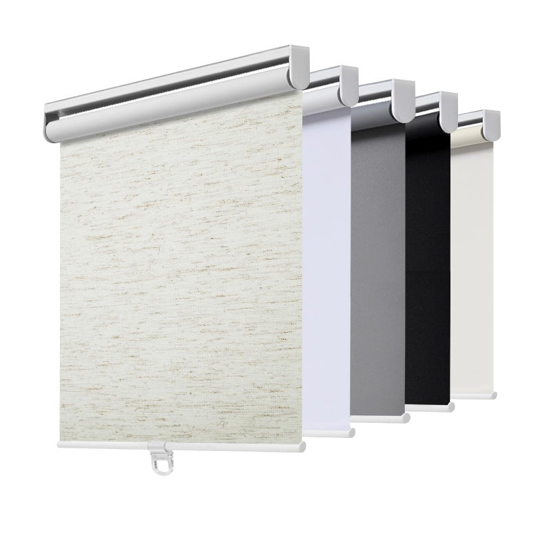 Cordless Roller Shades Blackout Blinds for Windows Room Darkening Rolled Up Shades with Spring System UV Protection Natural Linen Fabric Window Shades Door Blinds for Home32 W x 72 H Linen Cream