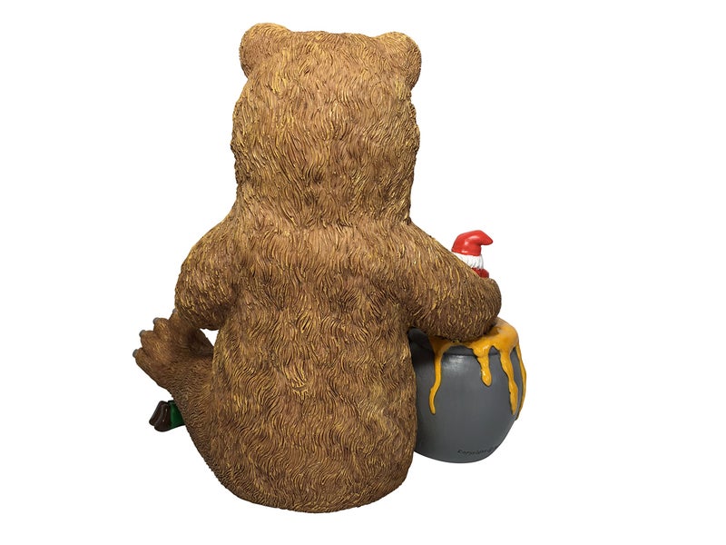 GlitZGlam Miniature Bear and Gnomes with Honey - A Garden Gnome Statue for Your Fairy Garden - Image 3