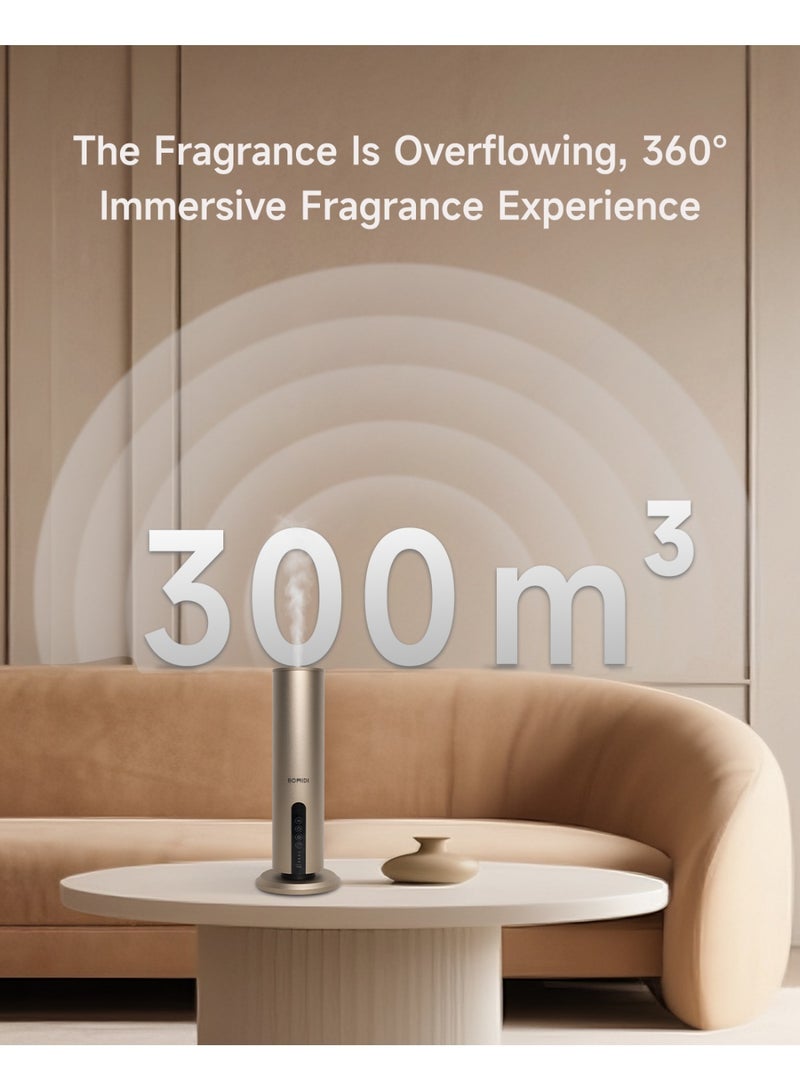 BOMIDI Waterless Aromatherapy Diffuser with 120ML Sandalwood Essential Oil – Smart Bluetooth & Touch Screen Scent Machine for Home, Office & Commercial Use (Venturi Tech, 100m² Coverage), BOMIDI AD02 Gold - Image 5