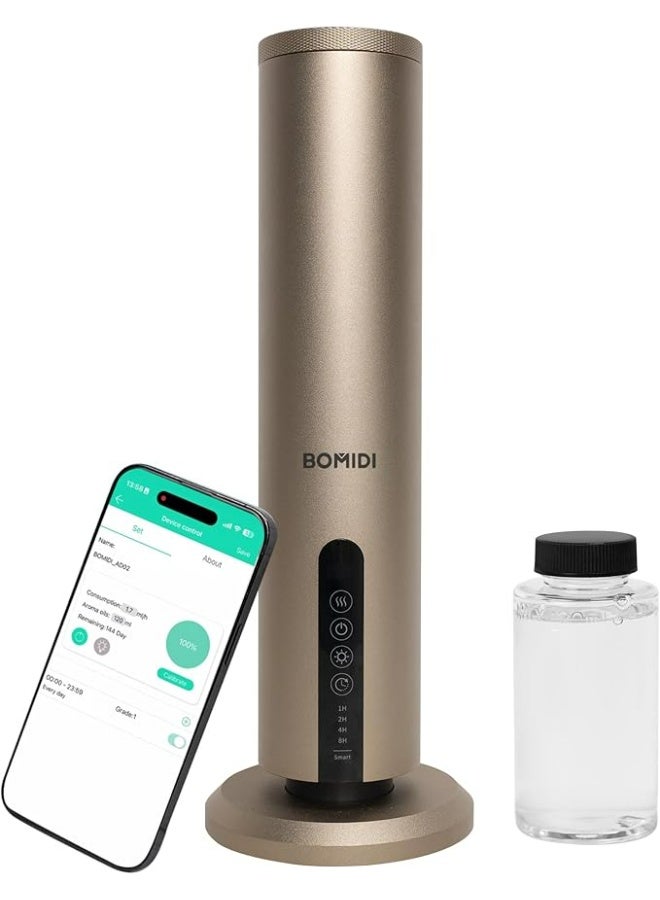 BOMIDI Waterless Aromatherapy Diffuser with 120ML Sandalwood Essential Oil – Smart Bluetooth & Touch Screen Scent Machine for Home, Office & Commercial Use (Venturi Tech, 100m² Coverage), BOMIDI AD02 Gold - Image 2