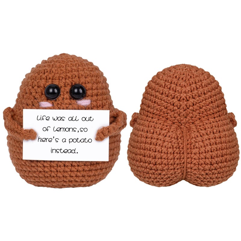 Maziky Funny Emotional Support Potato Mini Crochet Potato with Positive Affirmations Cards for Inspirational Novelty Gifts and Party Decorations - Image 1