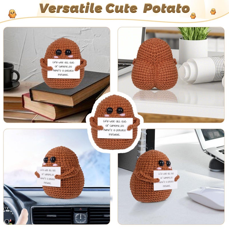 Maziky Funny Emotional Support Potato Mini Crochet Potato with Positive Affirmations Cards for Inspirational Novelty Gifts and Party Decorations - Image 5