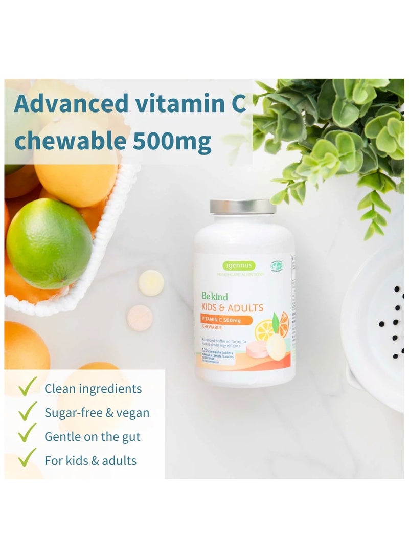 Igennus Vitamin C Sugar-Free Chewable 500mg, Kids & Adults, Orange & Lemon Flavours, 120 Tablets - Image 4