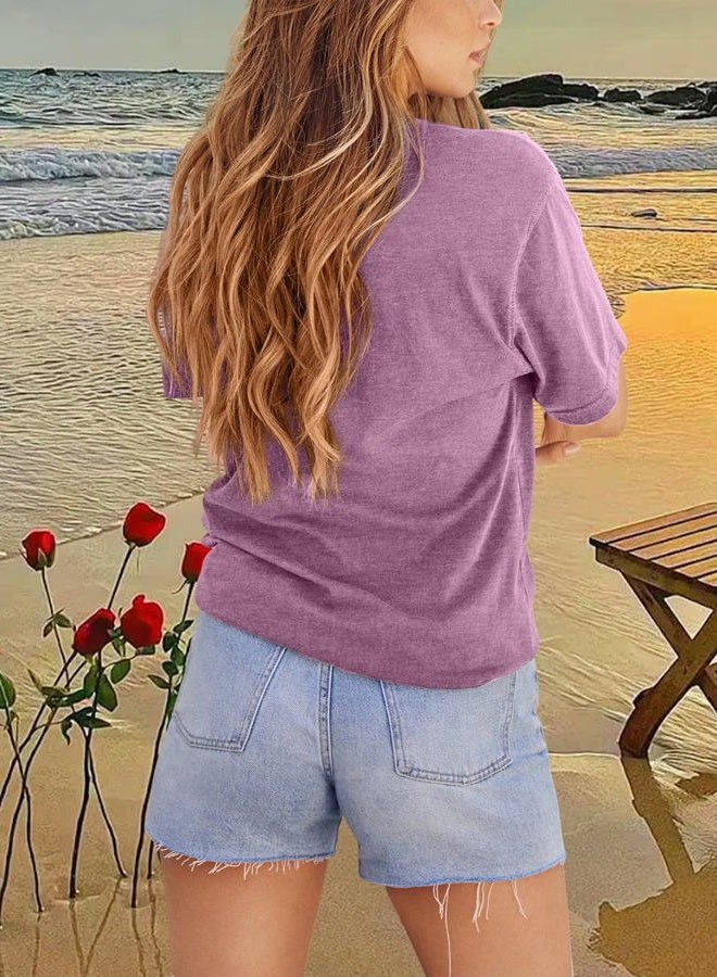 GEMLON Womens Floral Shirts Casual Wildflower Graphic Tees Short Sleeve Shirts Summer Tops - Image 5