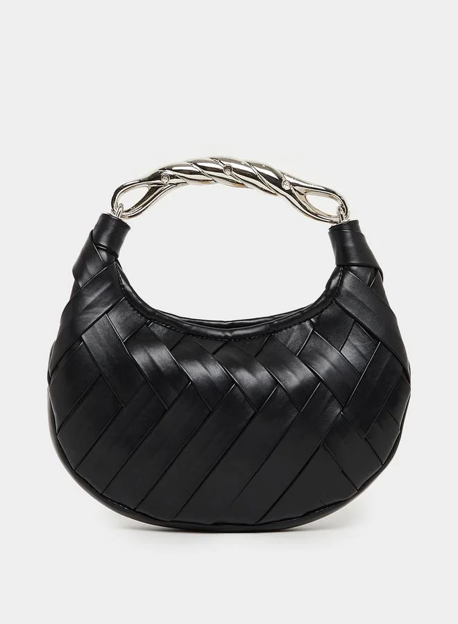 Styli Braided Handbag with Metallic Handle