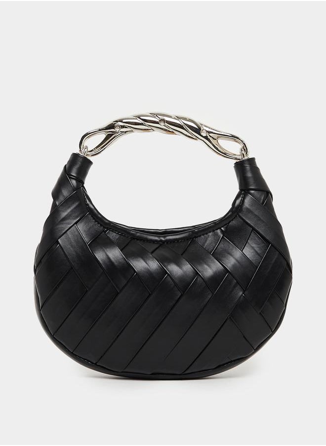 Styli Braided Handbag with Metallic Handle  - Image 5