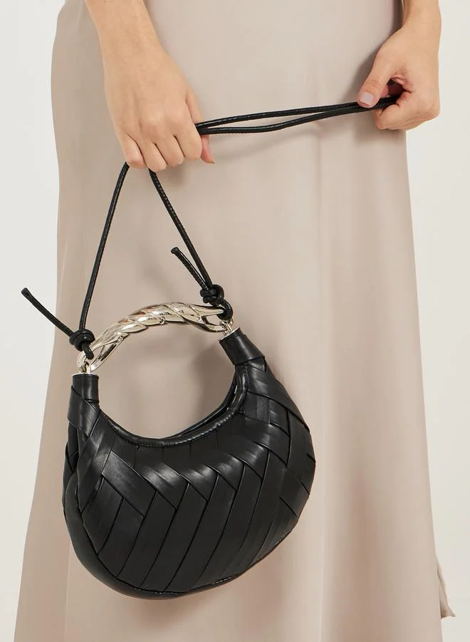 Styli Braided Handbag with Metallic Handle