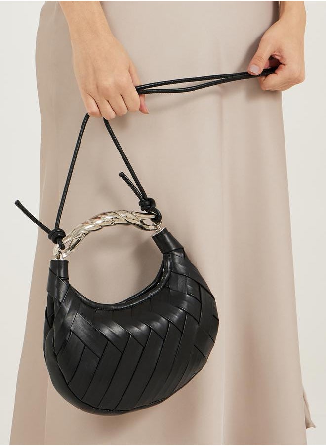 Styli Braided Handbag with Metallic Handle  - Image 4