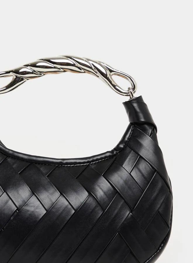 Styli Braided Handbag with Metallic Handle