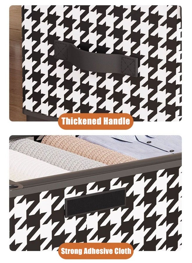 Generic - Under Bed Storage Box With Wheels Handles Clear Window Houndstooth Pattern Printed Large Capacity Rolling Clothes Storage Bins For Clothes Bedding Shoe Toy - Image 1