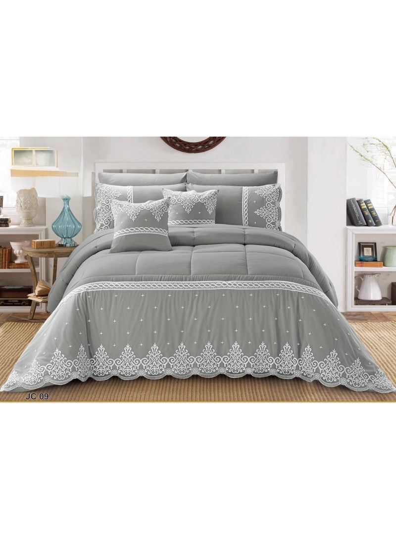 8-Piece Double Bedspread Set with Lace and Patterned Design (Quilt Size: 260 x 240 cm) - Image 1