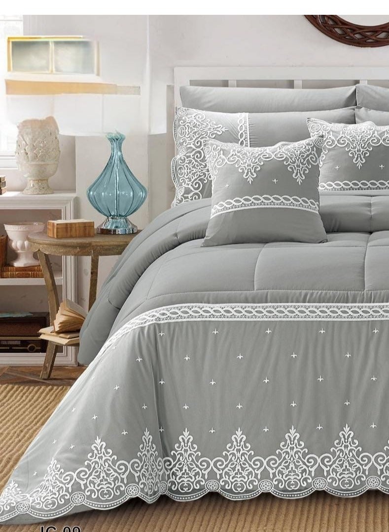 8-Piece Double Bedspread Set with Lace and Patterned Design (Quilt Size: 260 x 240 cm) - Image 2