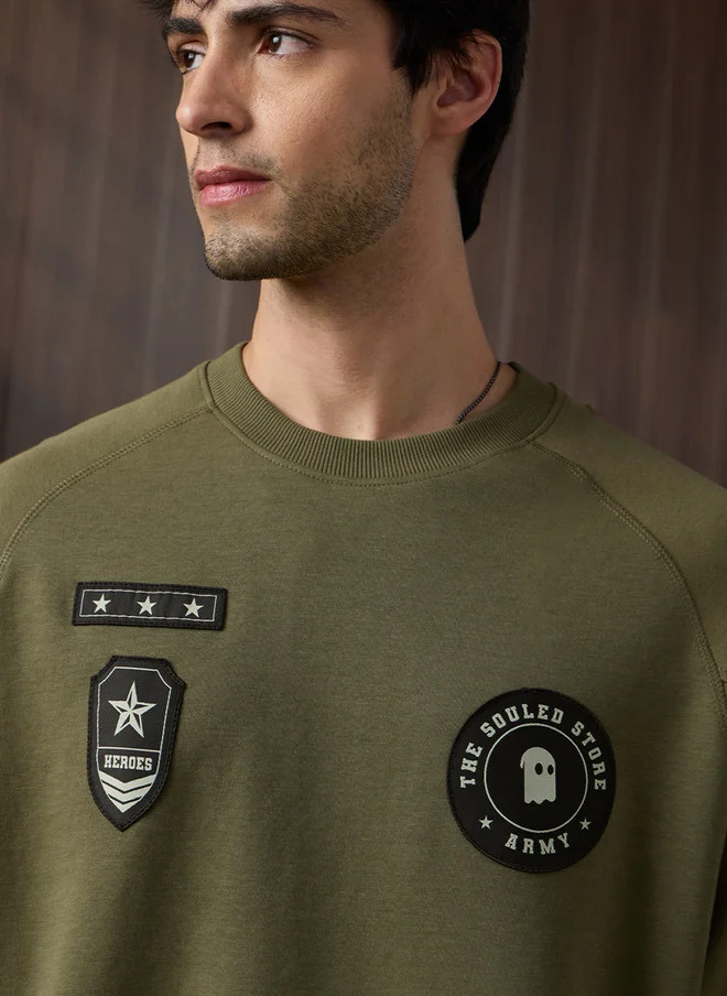 The Souled Store  The Souled Store Men Olive Green Typography Printed Sweatshirt  | Best Price UAE