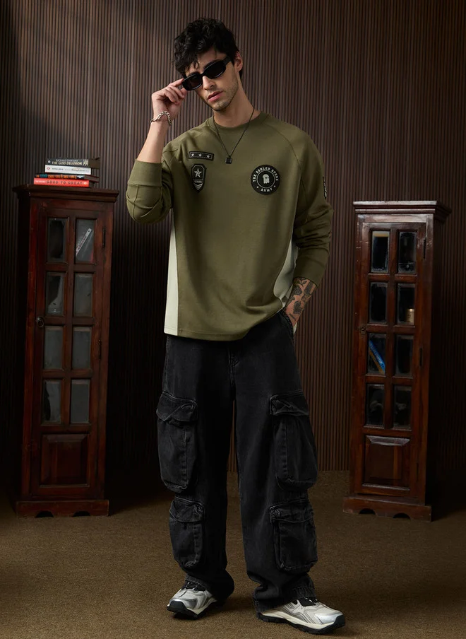 The Souled Store  The Souled Store Men Olive Green Typography Printed Sweatshirt  | Best Price UAE