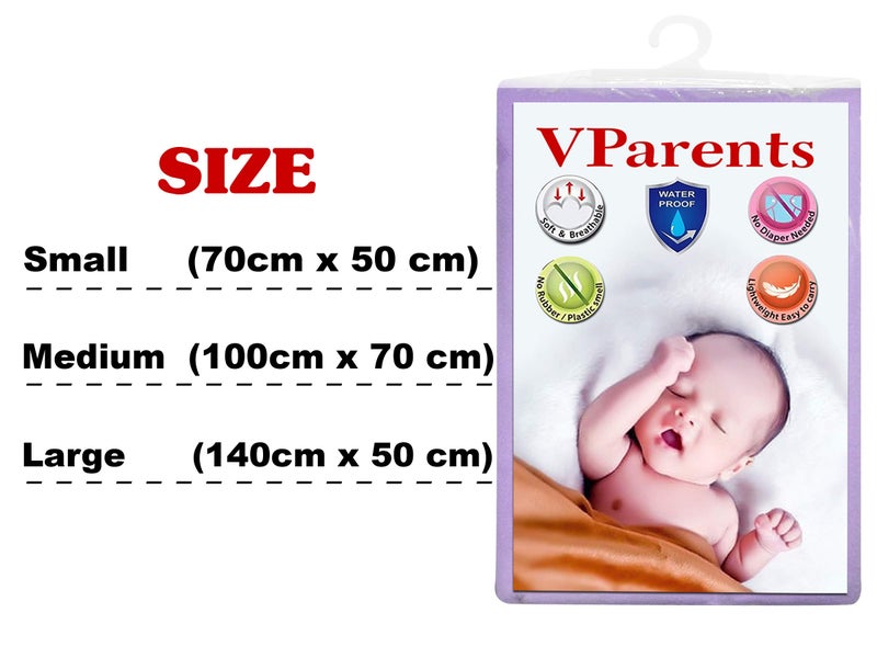 VParents Chubby Cheeks Water Proof Baby Bed Protector Reusable Dry Sheet (Purple) (Medium) (70 X 100) - Image 5