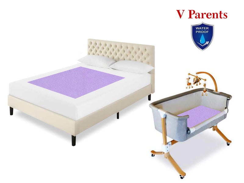 VParents Chubby Cheeks Water Proof Baby Bed Protector Reusable Dry Sheet (Purple) (Medium) (70 X 100) - Image 3