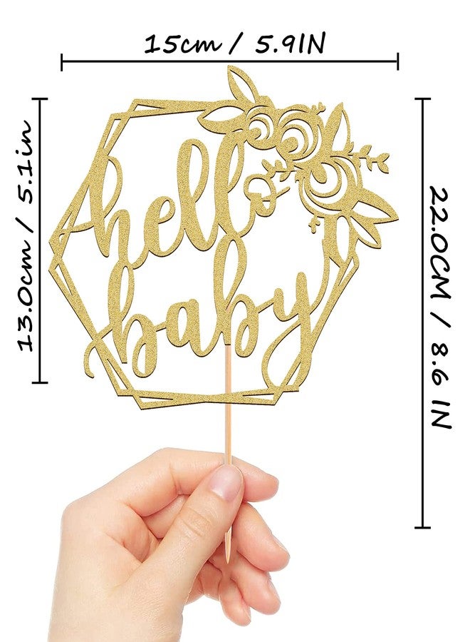 AHAORAY MYAMPED Hello Baby Cake Topper - Gold, 1 Count, 8.6 x 5.9 inches, Non-Edible, Baby Shower - Image 3