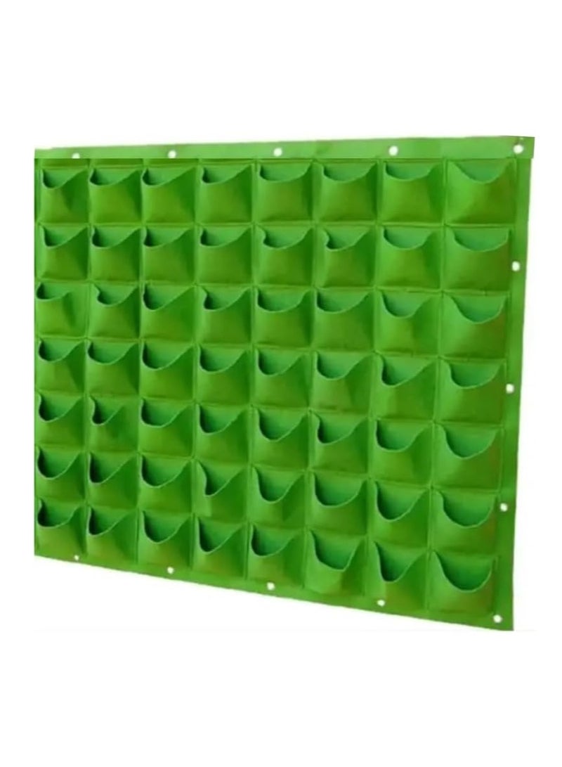 Generic Non Woven Felt Cloth Pocket Planter Bag, Colour - Green, Dimension: 100 CM Length X 100 CM Width, 56-pocket bag, Vertical Planter Pockets for Herbs, Flowers, Vegetables, Succulents  - Image 1