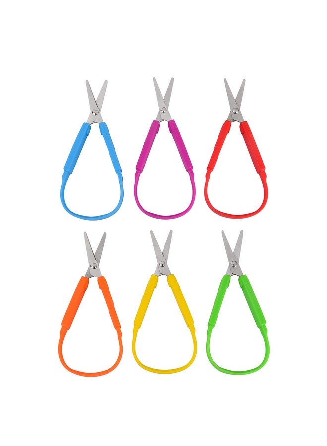 Special Supplies Mini Loop Scissors For Children And Teens And 5.5" Inches (6-Pack) Colorful Looped, Adaptive Design, Right And Lefty Support, Small, Easy-Open Squeeze Handles, For Special Needs  - Image 1