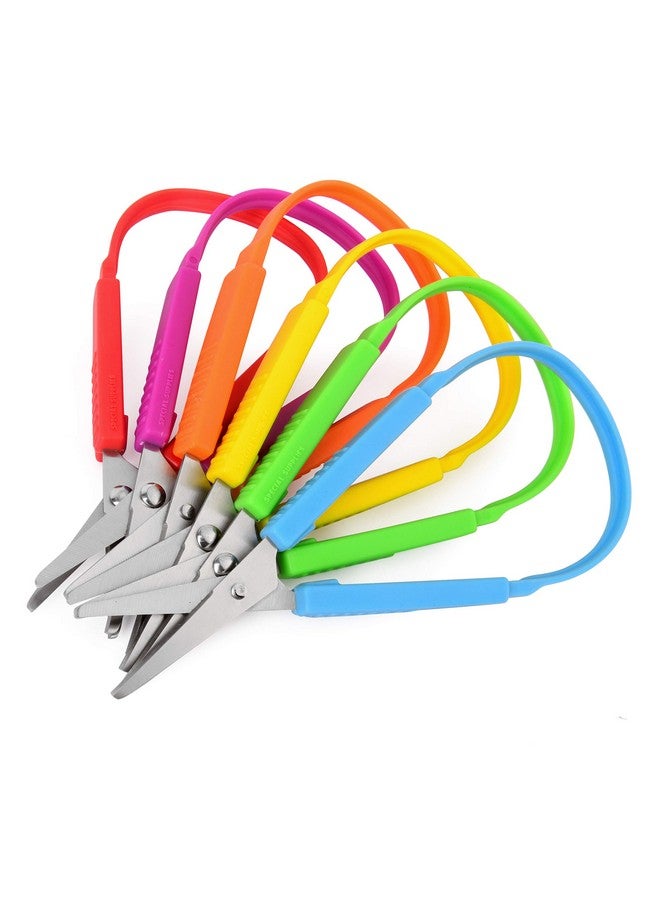Special Supplies Mini Loop Scissors For Children And Teens And 5.5" Inches (6-Pack) Colorful Looped, Adaptive Design, Right And Lefty Support, Small, Easy-Open Squeeze Handles, For Special Needs  - Image 3