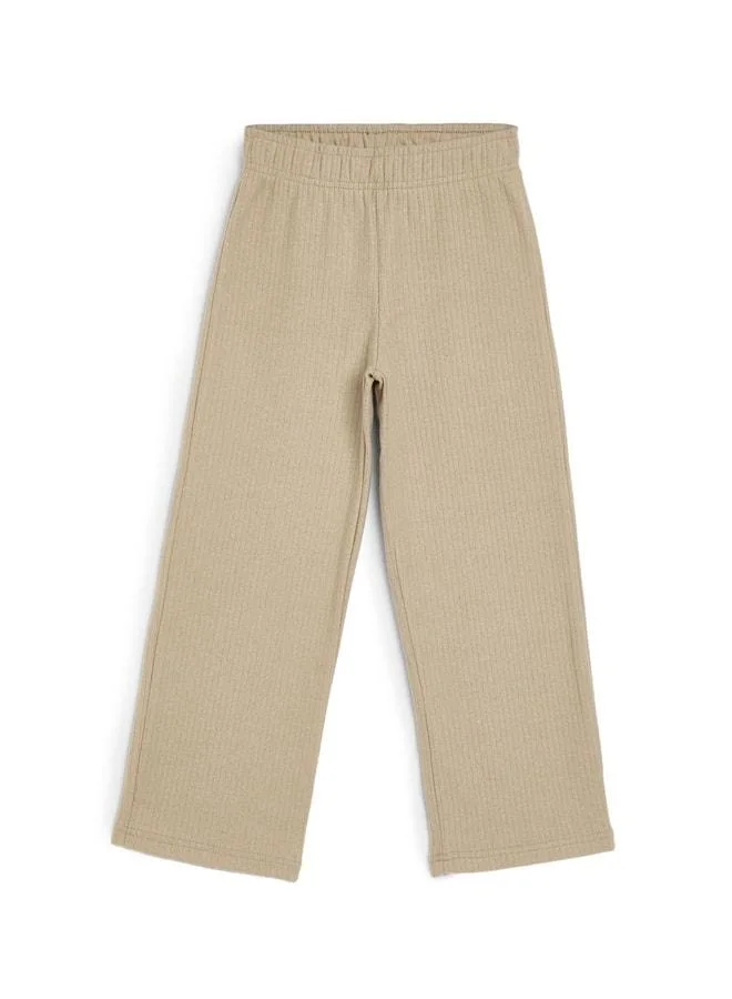 Mmetalic  Elastic Waist Beige Girls' Sweatpants - Comfortable Wide-Leg Thick Fabric 7-8-9-10-11-12-13-14 Years. for Women | Best Price UAE