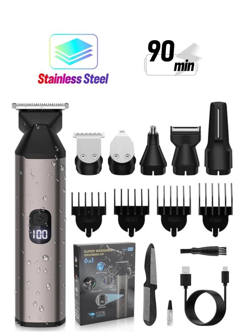 general Men's Beard Trimmer, Professional Electric Shaver, Beard Body Nose Ear Hair Trimmer for Shaving, 6-in-1 Waterproof Wireless Men's Grooming Set - Image 1