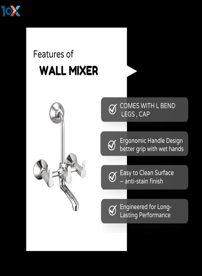 10X Brass Bathroom Wall Mixer EM-02367 Wall Mounted with Provision for Overhead Shower - Image 3