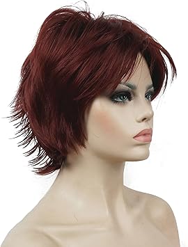 Lydell Short Layered Shaggy Full Synthetic Wig Wigs 131 Burgundy Red - Image 1