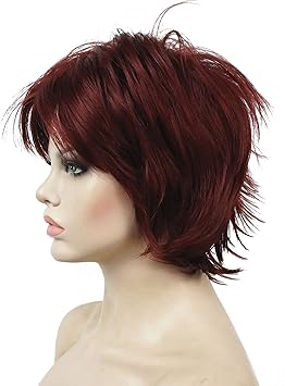 Lydell Short Layered Shaggy Full Synthetic Wig Wigs 131 Burgundy Red - Image 3