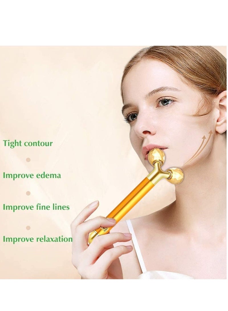 general 2-in-1 Electric Face Massager 24k Golden Facial Massager, 3D Roller and T Shape Facial Roller Massager Kit Skin Care Tools - Image 4