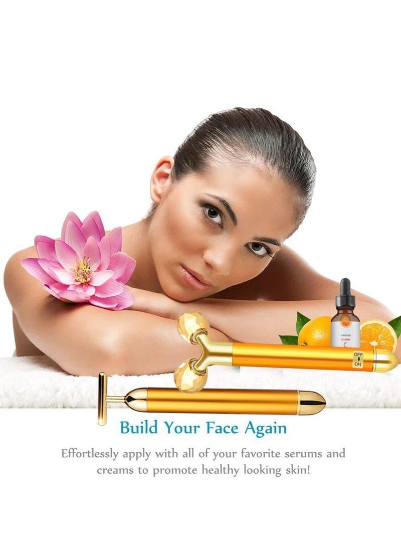 general 2-in-1 Electric Face Massager 24k Golden Facial Massager, 3D Roller and T Shape Facial Roller Massager Kit Skin Care Tools - Image 5