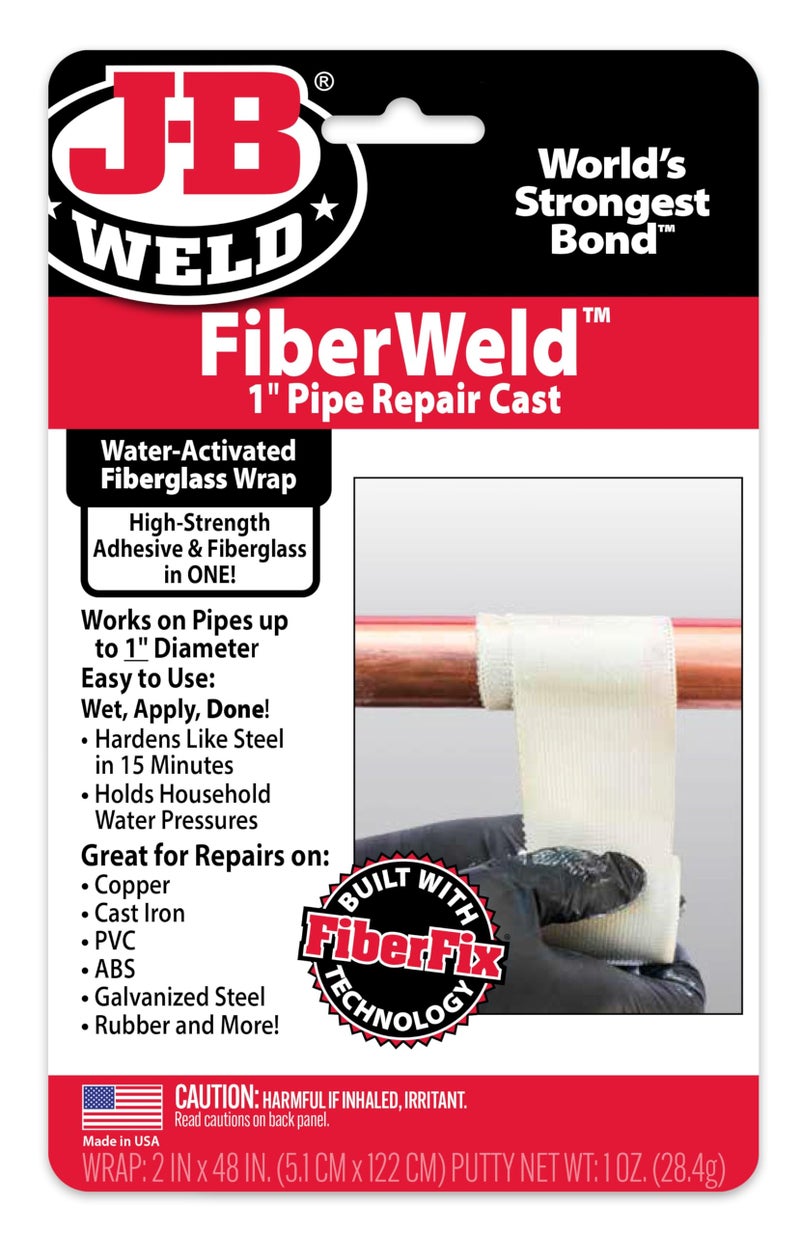 J-B WELD FiberWeld Pipe Repair Cast 2x48 Inch â€“ High Strength Adhesive Fiberglass Wrap â€“ White - Image 1