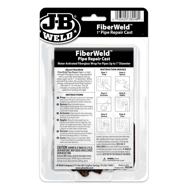 J-B WELD FiberWeld Pipe Repair Cast 2x48 Inch â€“ High Strength Adhesive Fiberglass Wrap â€“ White - Image 2