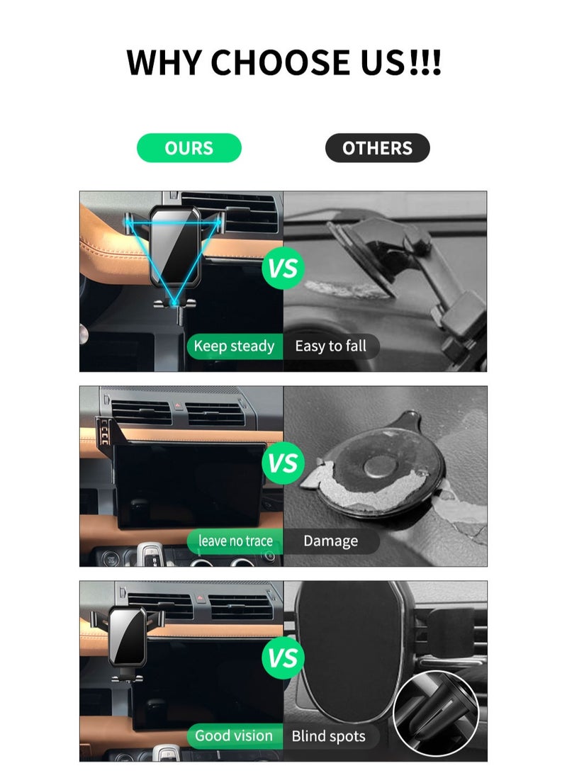 حامل هاتف ستاند لاند روفر ديفندر 2022-2025 (11.4 بوصة) حامل سيارة حامل هاتف جرافيتي لجميع الهواتف - Image 3