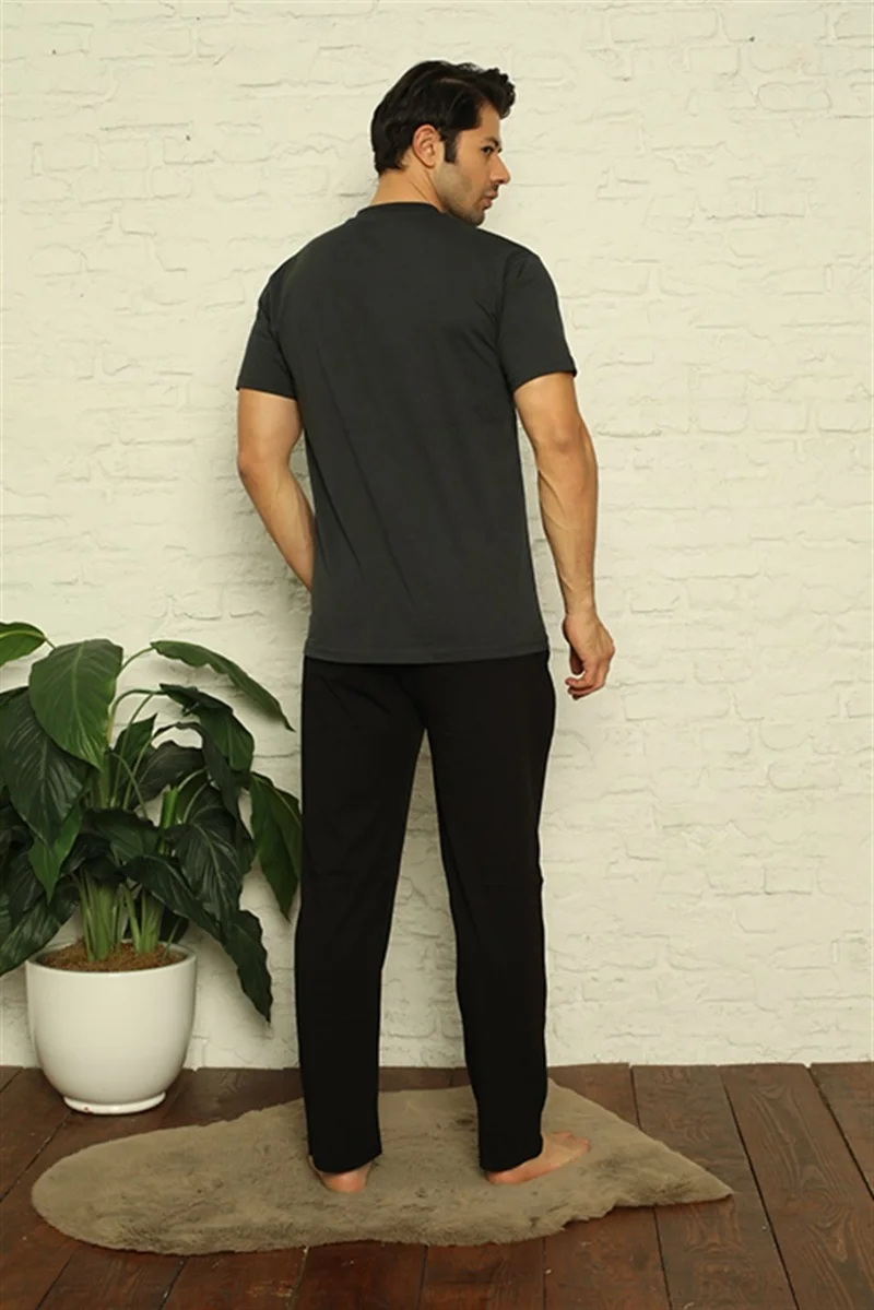Akbeniz Men's Anthracite 3-Piece Pajamas Set 6824