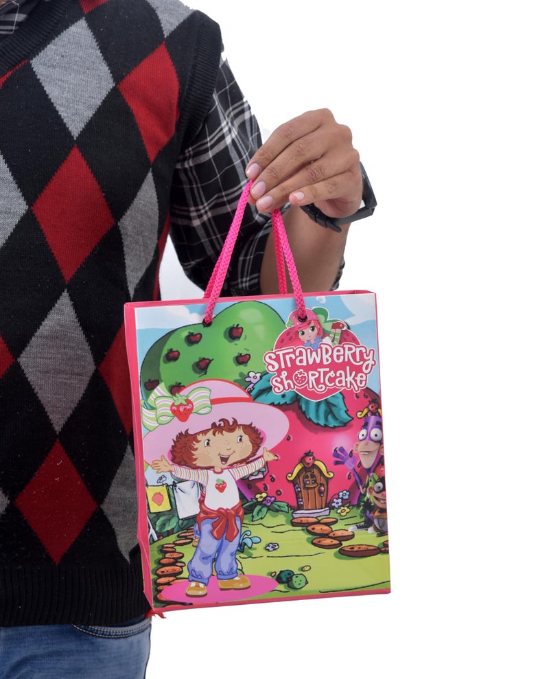 PPJ ® -HAPPY BIRTHDAY STRAWBERYSHORT CAKE (CARTOON THEME) PARTY (30 Pcs.) PAPER CARRY BAG, 10 Inch X 8 Inch X 4 Inch RETURN GIFT/HAPPY BIRTHDAY/RETURN GIFTS/GIFTS/GIFT BAGS/GIFT COVERS (Pack of 30) - Image 2